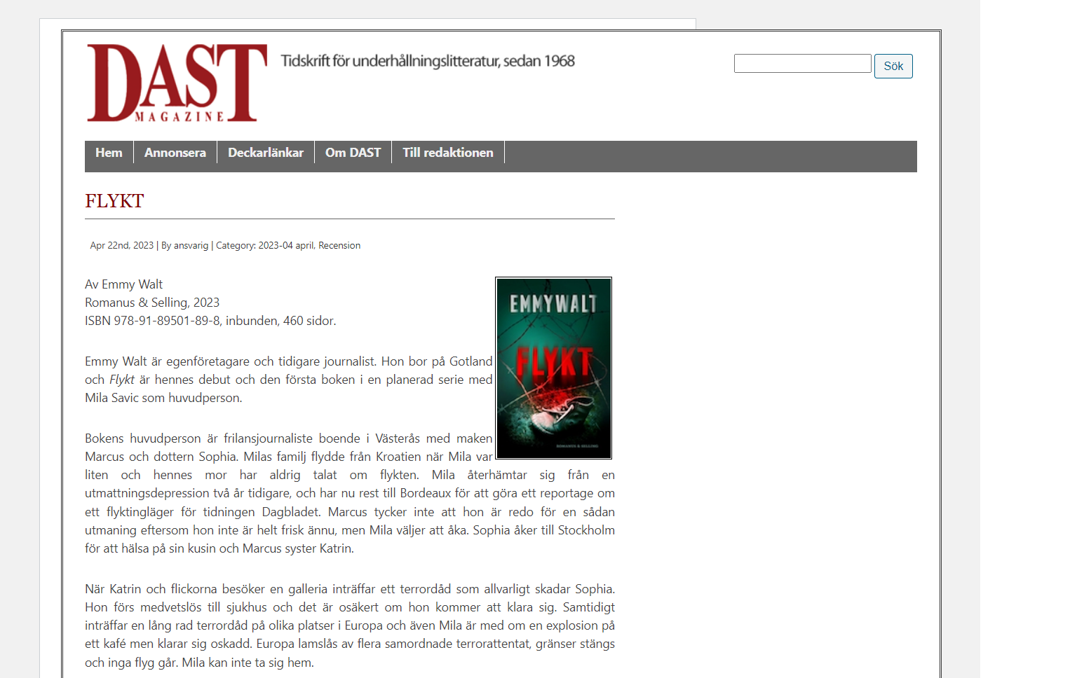 A screenshot of the blog Dast Magazine